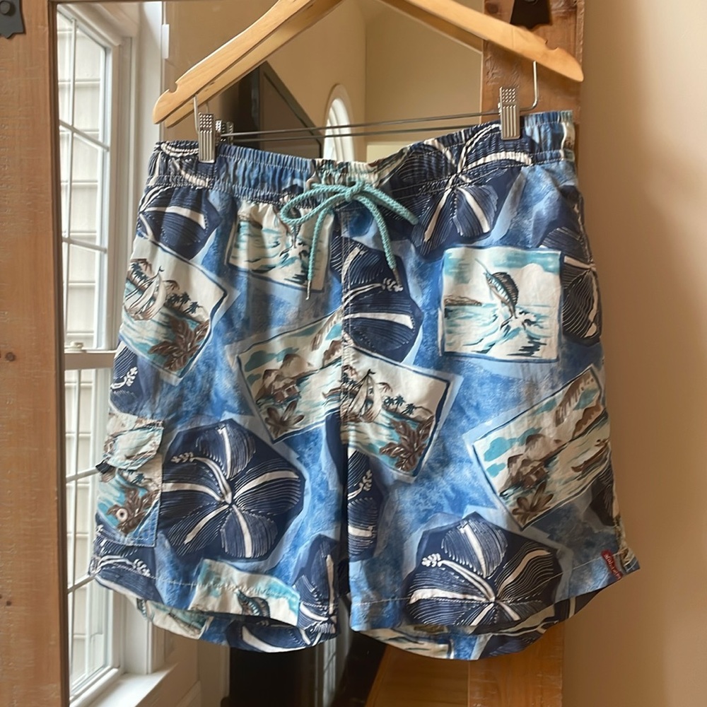 Tommy Bahama Relax Nylon Swim Trunks Island Print Size L